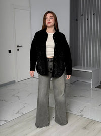 Джинсова сорочка з камінцями