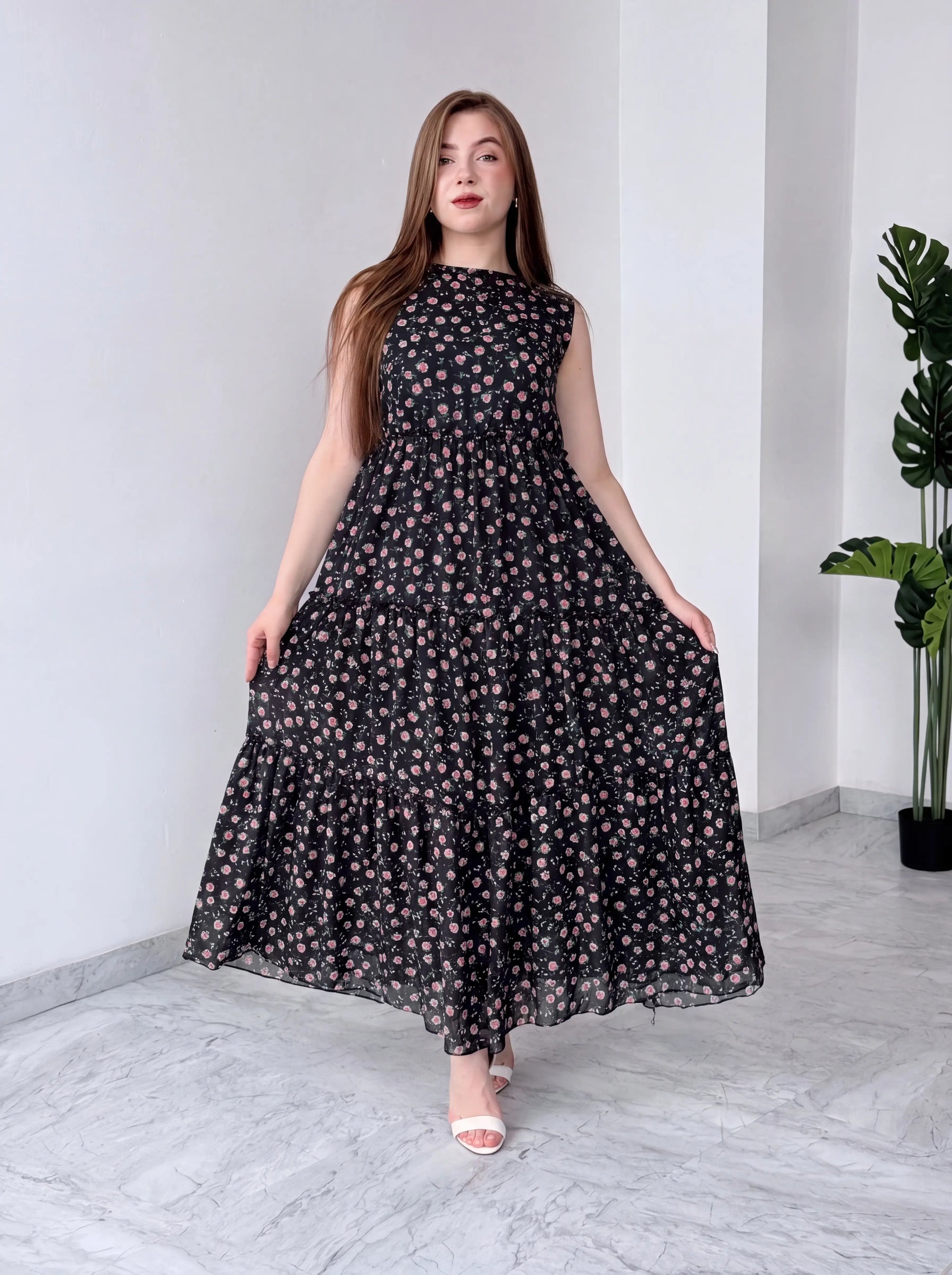 Сукня з тканини штапель-принт