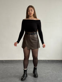 Котоновий лонгслів з відкритими плечима