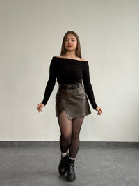 Котоновий лонгслів з відкритими плечима